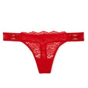 Victoria's Secret DREAM ANGELS Red Lace Satin Bow Thong Panty
